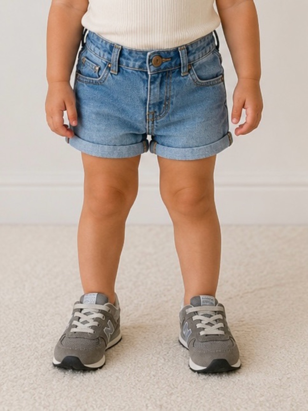 New Balance Kids Gray and White Sneakers